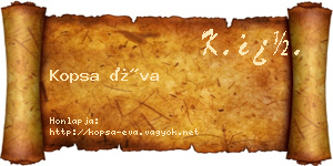 Kopsa Éva névjegykártya