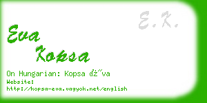 eva kopsa business card